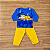 Conjunto Meia Estação Menino Kyly Camiseta Manga Longa Estampada Azul Calça Amarela Tam G - Imagem 1