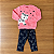 Conjunto Moletom Kyly Blusão ML Rosa Estampa Peluciada Calça Legging Estampada Azul Marinho Tam 1 - Imagem 1