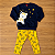Conjunto Moletom Kyly Blusão ML Azul Marinho Estampa Peluciada Calça Legging Estampada Amarelo - Imagem 1