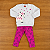 Conjunto Moletom Kyly Blusão ML Cinza Estampa Peluciada Calça Legging Estampada Pink - Imagem 1