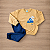 Conjunto Moletom Flanelado Malwee Kids Menino Blusão Estampa ML Amarelo e Calça Azul Marinho Tam 3 - Imagem 1