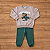 Conjunto Moletom Flanelado Malwee Kids Menino Blusão Estampado ML Cinza e Calça Verde Com Punhos - Imagem 1