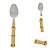 Conjunto 6 Colheres de Sobremesa em Aço Inox com Cabo Plástico Bambu Natural - Imagem 1