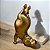 Escultura Decorativa Hipopótamo Yoga em Resina Dourado 20 cm - Imagem 1