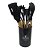KIT UTENSILIOS SILICONE PRETO CABO MADEIRA C/12 PCS - Imagem 2