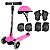 Patinete 3 Rodas com Acessórios Proteção Rosa - Imagem 1