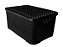 Cesto Organizador Rattan Médio com Tampa Preto 32,1x22x15cm - Imagem 1