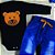 Conjunto Bebê Urso Charmoso Body Preto Bordado E Calça Jeans - Imagem 2