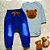 Conjunto Para Bebê Urso Body Bordado Mescla E Calça Jeans - Imagem 1