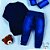 Conjunto Para Bebê Body E Calça Jeans Bordado Urso - Marinho - Imagem 3