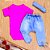 Conjunto Para Bebê Body Curto e Calça Jeans Com Faixinha Pink - Imagem 3