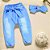 Calça E Faixinha Em Jeans Lavagem Clara Para Bebê - Imagem 1