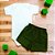 Conjunto Infantil Casual Linho Off White E Verde Escuro - Imagem 1