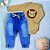 Conjunto Bebê Leãozinho Body Bege Avelã E Calça Jeans Jogger - Imagem 1
