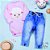 Conjunto para Bebê Body e Calça Jeans Bordado Ovelha - Rosa Claro - Imagem 1