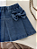 Conjunto de 3 peças para Menina Bebê Camiseta de Manga Curta Canelada , Saia Denim com Elástico na Cintura e Decoração de Borboleta, e Conjunto de Elástico para Cabelo - Imagem 6