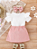 Roupa de verão para bebê menina - blusa doce de manga curta com babados, decoração de laço e conjunto de saia - Imagem 2