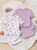 4 Peças Conjunto de Pijama de Bebê Menina com Calça de Babado em Estampa de Flor de Manga Curta + Terno Casual Confortável de Cor Sólida para Casa - Imagem 2