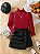 Conjunto com manga princesa e saia de couro - Imagem 1