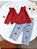 Conjunto camisa com calça jeans bebê cereja - Imagem 1