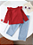 Conjunto camisa com calça jeans bebê cereja - Imagem 2