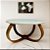 Mesa  de Centro Decorativa Pé de Cebola Off-White 35 cm para Sala Escritório Recepção com Tampo Vidro - Imagem 2