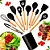 Kit 12 Peças Conjunto Utensílios Cozinha em Silicone Cabo de Madeira - Imagem 1