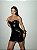 Vestido Curto Couro Acetinado PRETO - Imagem 1