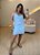 Vestido Curto de Linho - Azul - Imagem 1