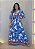 Vestido Viscolinho - Azul com Laranja - Imagem 1
