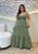 Vestido Verde Musgo em Viscose Sarjada – Decote V e Marias | Tamanho Único - Imagem 1