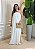 Vestido Longo Linho Tamanho Único com Argola e Fenda Lateral - Branco - Imagem 1