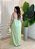 Vestido Longo Linho Tamanho Único com Argola e Fenda Lateral - Verde Menta - Imagem 3