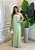Vestido Longo Linho Tamanho Único com Argola e Fenda Lateral - Verde Menta - Imagem 1