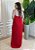 Vestido Longo Linho Tamanho Único com Argola e Fenda Lateral - Vermelho - Imagem 3