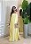 Vestido Longo Linho Tamanho Único com Argola e Fenda Lateral - Amarelo - Imagem 1