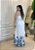 Vestido Midi  Viscolinho Estampa Off-White Floral Azul – Caimento Leve com Elástico nas Costas - Imagem 2
