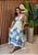Vestido Estampado Tropical Azul em Viscose com Alça e Lastex – Leve e Confortável - Imagem 1