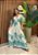 Vestido Midi  Estampado Tropical Verde Agua com Manga em Viscose e Lastex – Conforto e Elegância - Imagem 1