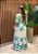 Vestido Midi  Estampado Tropical Verde Agua com Manga em Viscose e Lastex – Conforto e Elegância - Imagem 2
