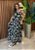 Vestido Midi Estampado Tropical Fundo Preto  em Viscose com Lastex – Leve e Versátil - Imagem 1