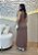 Vestido Midi Marrom em Malha com Elastano – Modelagem Justinha com Fenda Frontal - Imagem 2
