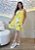 Vestido Curto em Viscolinho Amarelo Estampado com Amarração nas Costas - Imagem 1