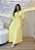 Vestido Longo em Viscolinho Amarelo com Decote V e Amarração Frontal - Imagem 1