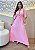 Vestido Longo em Viscolinho Rosa com Decote V e Amarração Frontal - Imagem 1
