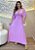 Vestido Longo em Viscolinho Lilas com Decote V e Amarração Frontal - Imagem 1