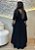 Vestido Longo em Viscolinho Preto com Decote V e Amarração Frontal - Imagem 2