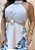 Vestido Midi Branco em Crepe com Estampa Floral Azul e Amarração nas Costas - Imagem 2