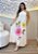 Vestido Midi Feminino em Viscolinho Off- White com Estampa Floral e Gola Halter - Imagem 1