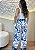 Calça Alfaiataria Estampada Azul Bebe Cintura Alta com Elastex – Leve e Elegante - Imagem 2
